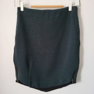 ANNIE 50 Elegant Dark Green Textured Canadian Designer Skirt